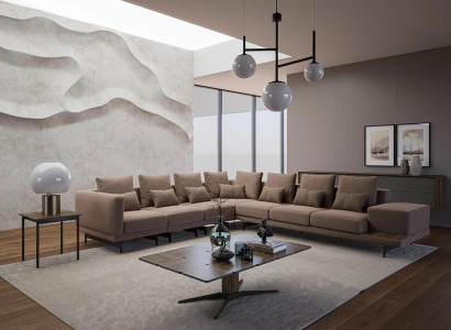 Luxury Designer Complete Sofa Couch L-shape Furnishings Wood Coffee table new